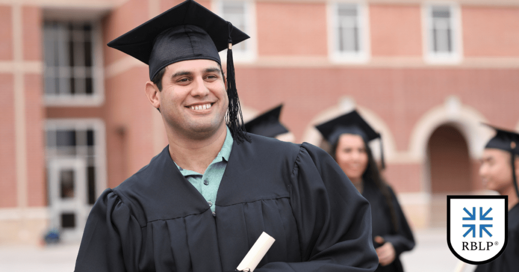 One college student graduating with his degree and the RBLP Leadership Certification. 